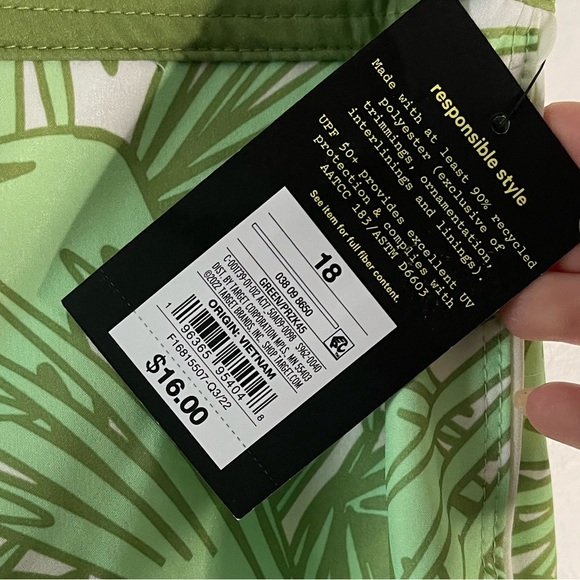 Art Class Boys 18 Palm Printed Green Swim Trunks NWT - Picture 5 of 6